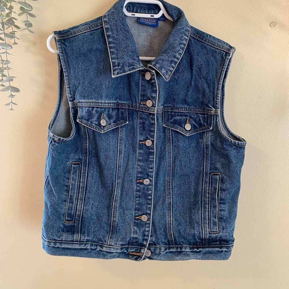 Vintage Pendleton Southwestern Aztec Print Denim Vest